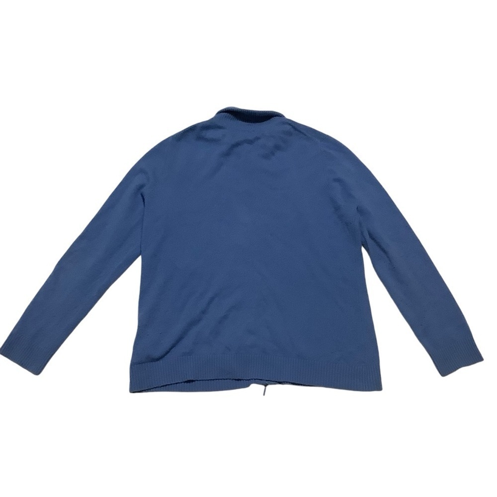 L.L. Bean 100% Cashmere Full-zip Sweater Sz Large Sky Blue - Picture 2 of 10
